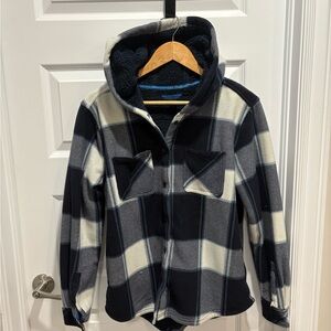 Realtree Blue and White Plaid button up hoodie